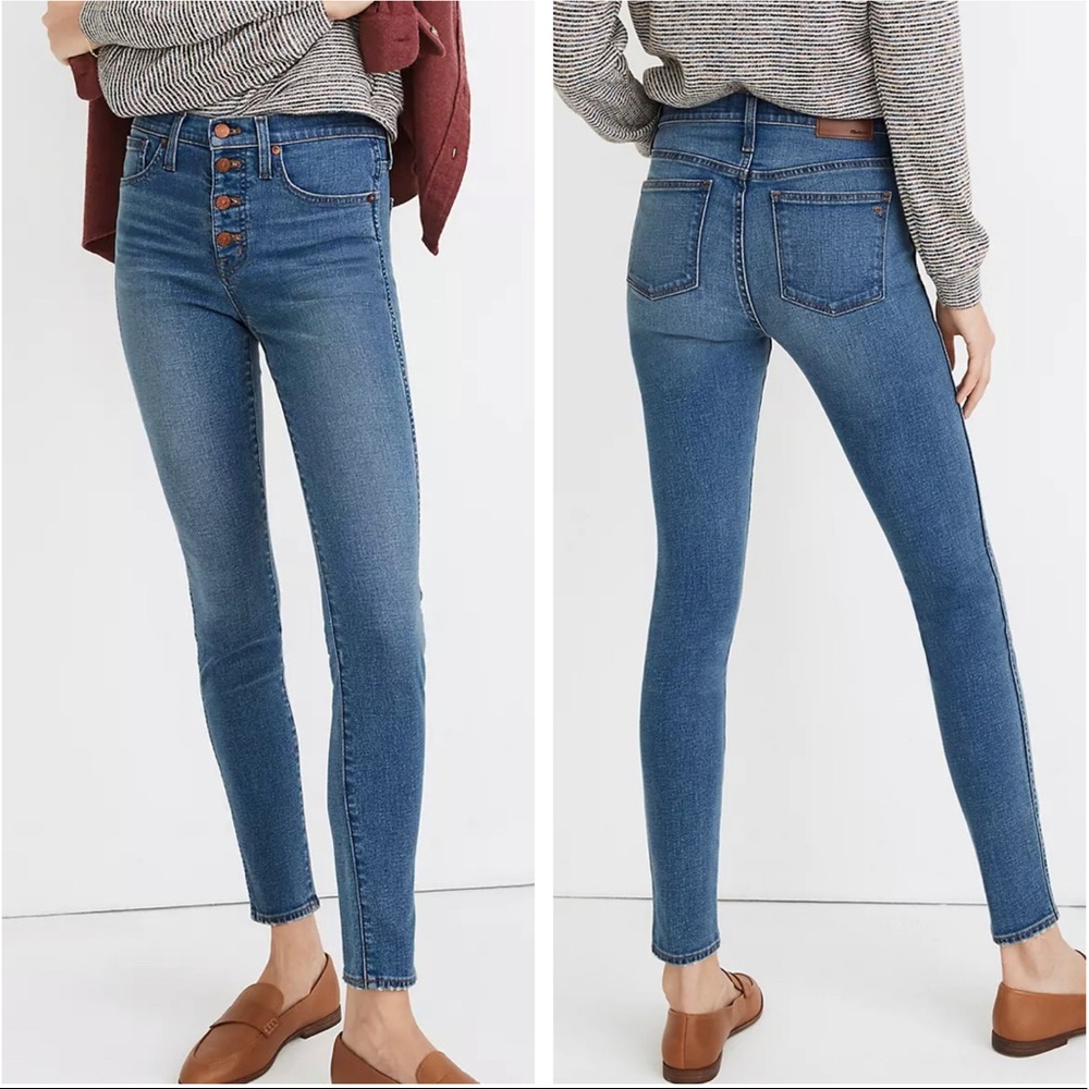 Madewell 10 Inch High Rise Button Up‎ Skinny Blue Jeans 27